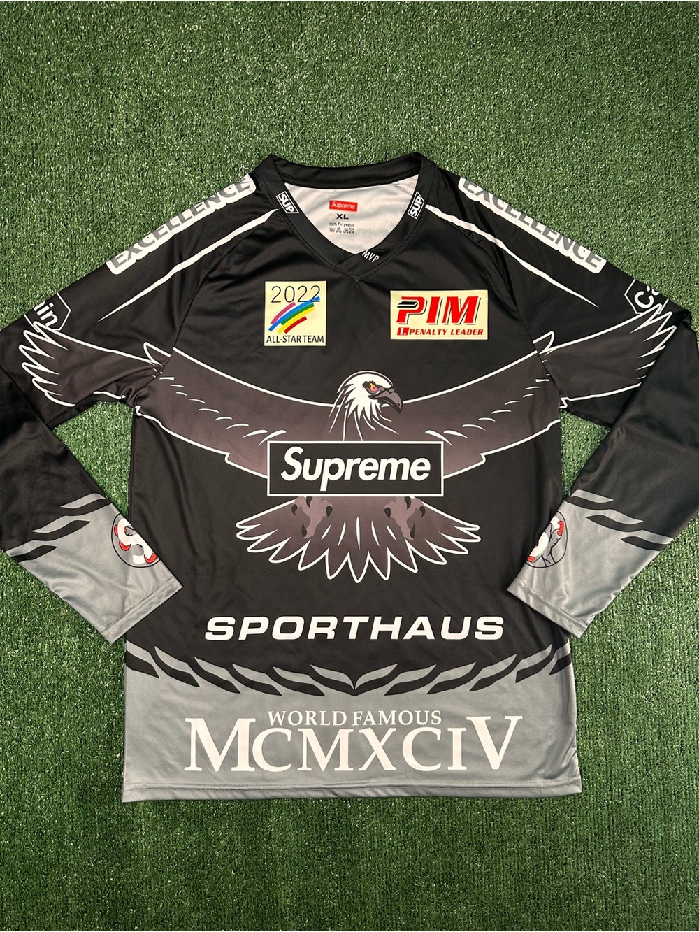 Supreme Black & Gray Eagle Sporthaus Jersey